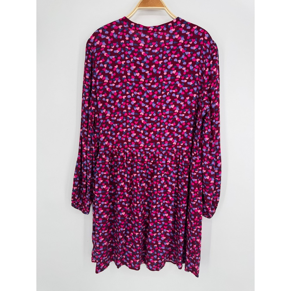 Sugarhill Brighton Danica Smock Dress 14 Burgundy Heart ModCloth Whimsygoth Boho - Picture 6 of 8